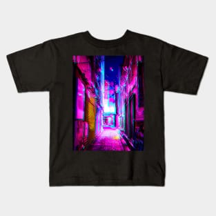 Korean Alleyway Cyberpunk Glitch Art Kids T-Shirt